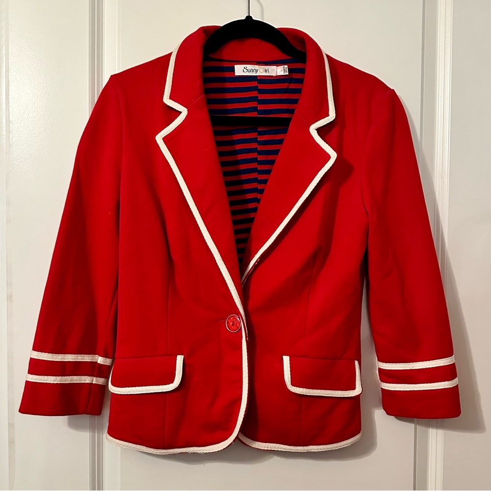 ModCloth Sunny Girl Academia Red Ahoy Blazer-L